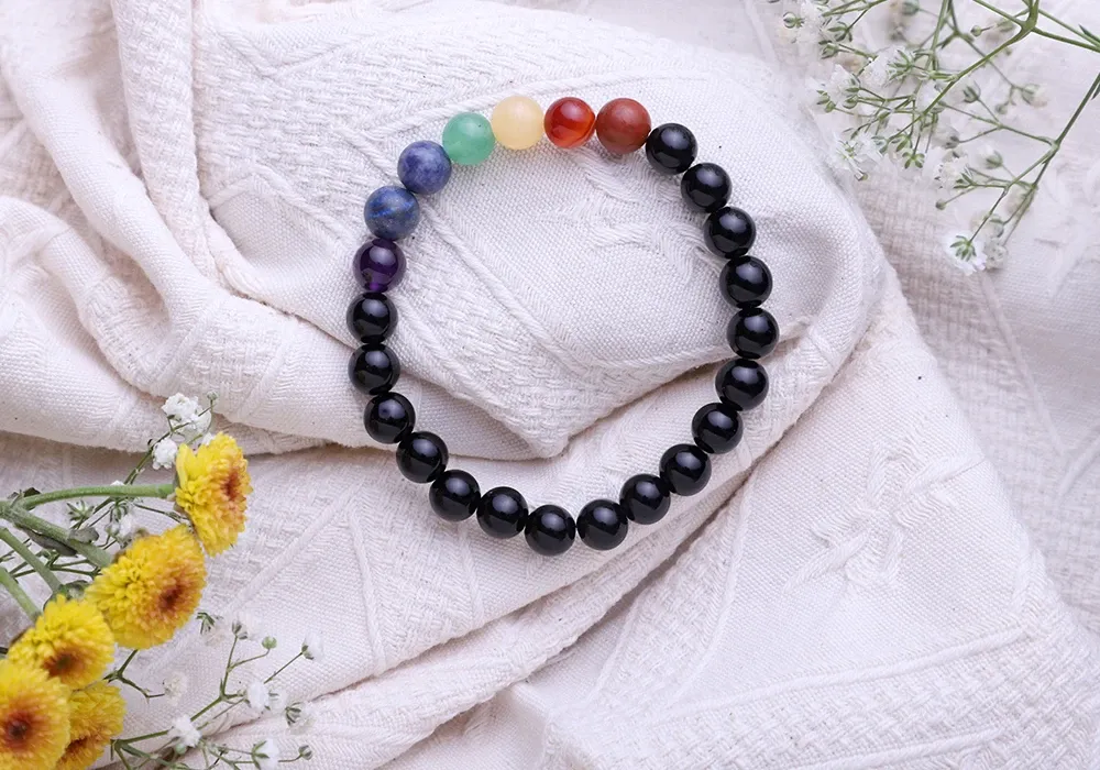 7 Chakra Black Tourmaline Bracelet 7 Chakra Black Tourmaline Bracelet